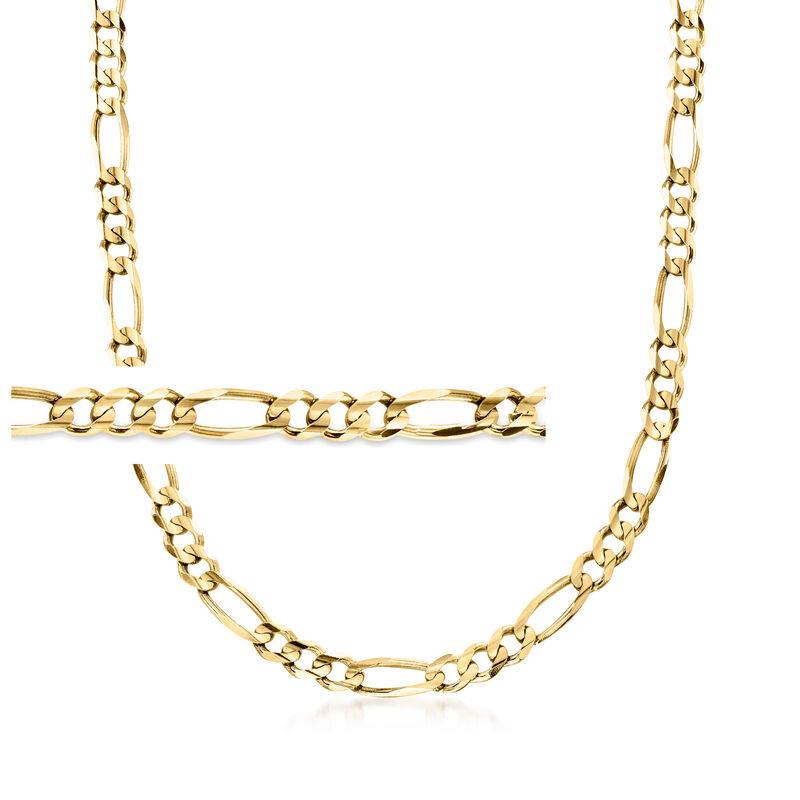 Men's 7mm 14kt Yellow Gold Figaro-Link Necklace. 20&quot; image number 0
