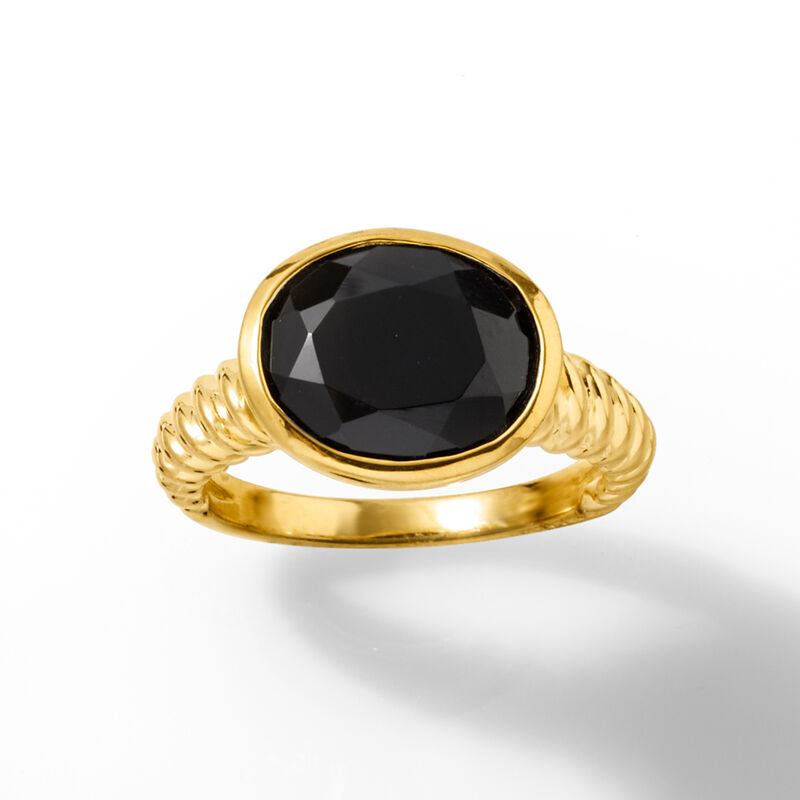 Black Onyx Ring in 18kt Gold Over Sterling image number 4