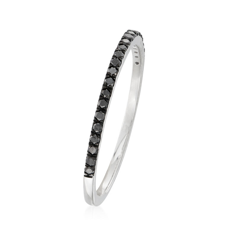 .15 ct. t.w. Black Diamond Stackable Ring in 14kt White Gold image number 2