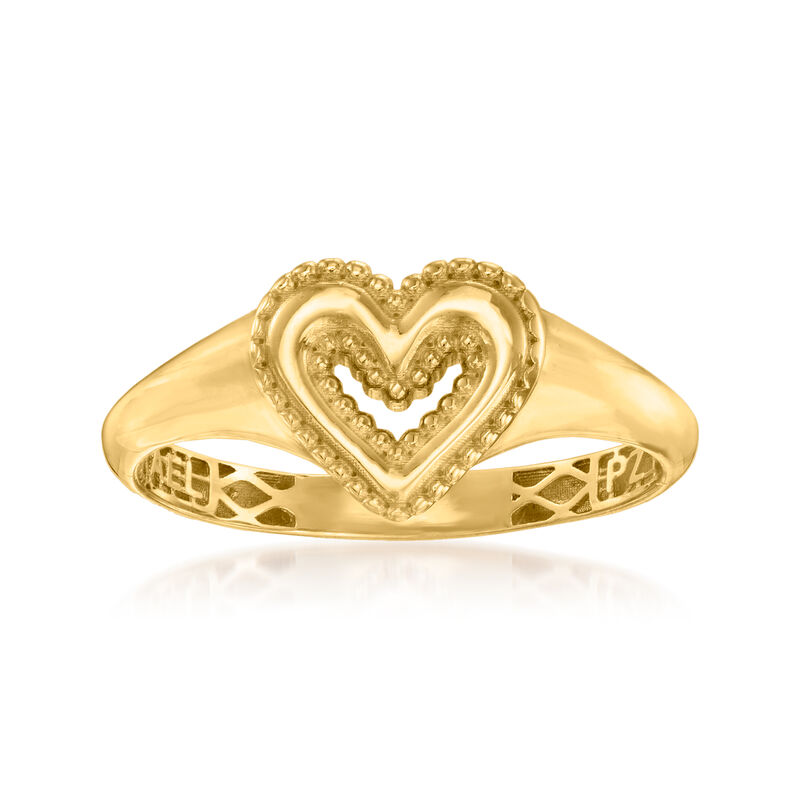 14kt Yellow Gold Beaded Heart Ring image number 0