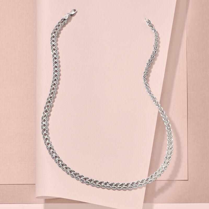 Sterling Silver Double Rope Chain Necklace image number 2