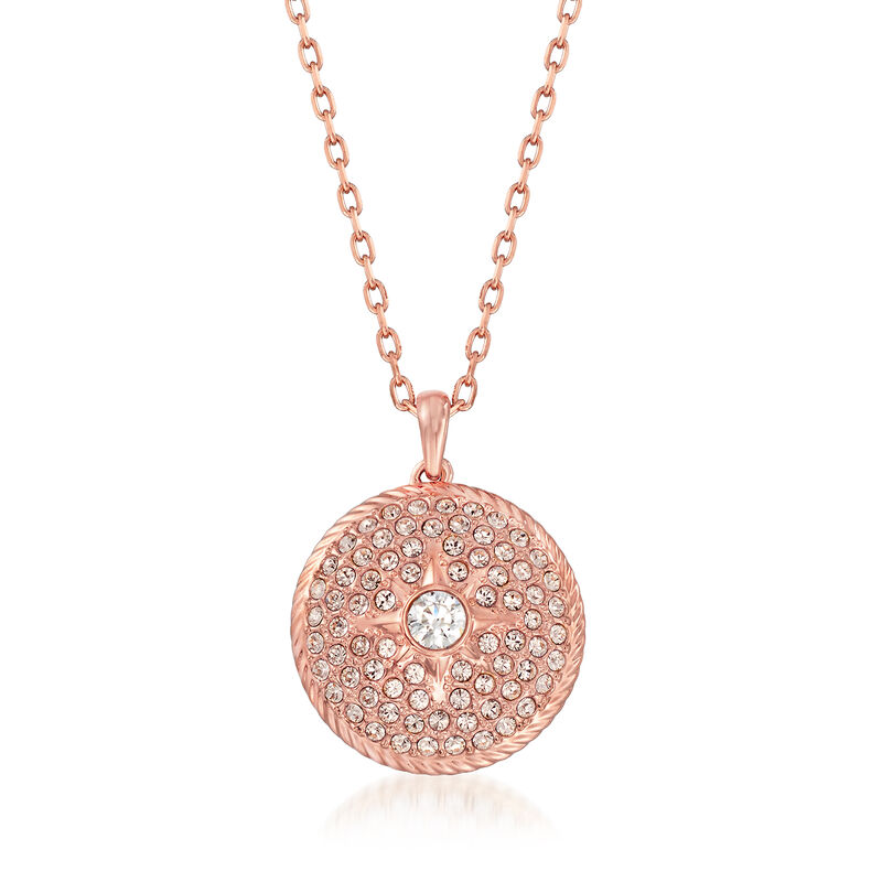 Swarovski Crystal Locket Pendant Necklace in Rose Gold-Plated Metal. 16.5&quot; image number 1