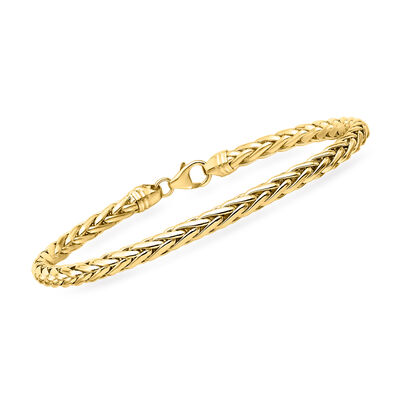Men's 14kt Yellow Gold Wheat-Chain Bracelet