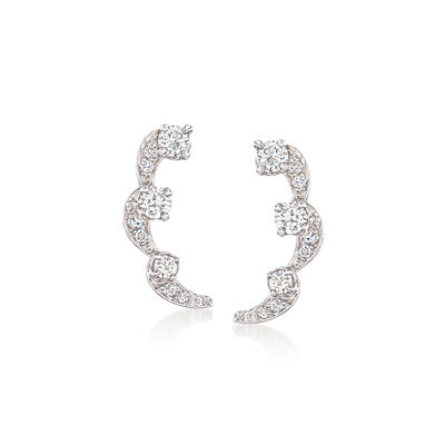 C. 2020 Vintage .91 ct. t.w. Diamond Scalloped Earrings in Platinum