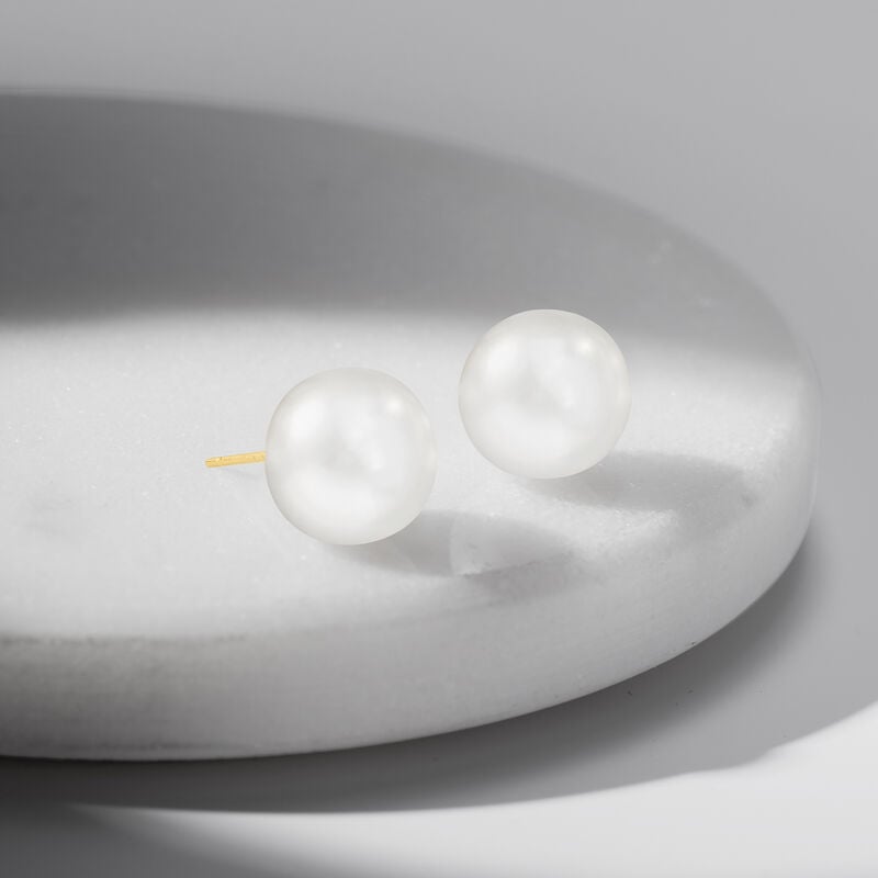 8-9mm Cultured Pearl Stud Earrings in 14kt Yellow Gold image number 2