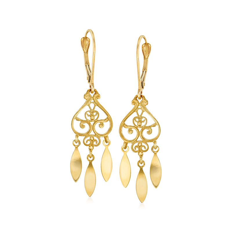 Italian 14kt Yellow Gold Filigree Drop Earrings image number 0