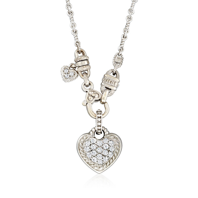 C. 2000 Vintage Judith Ripka 1.50 ct. t.w. Diamond Heart Necklace in 18kt White Gold image number 0