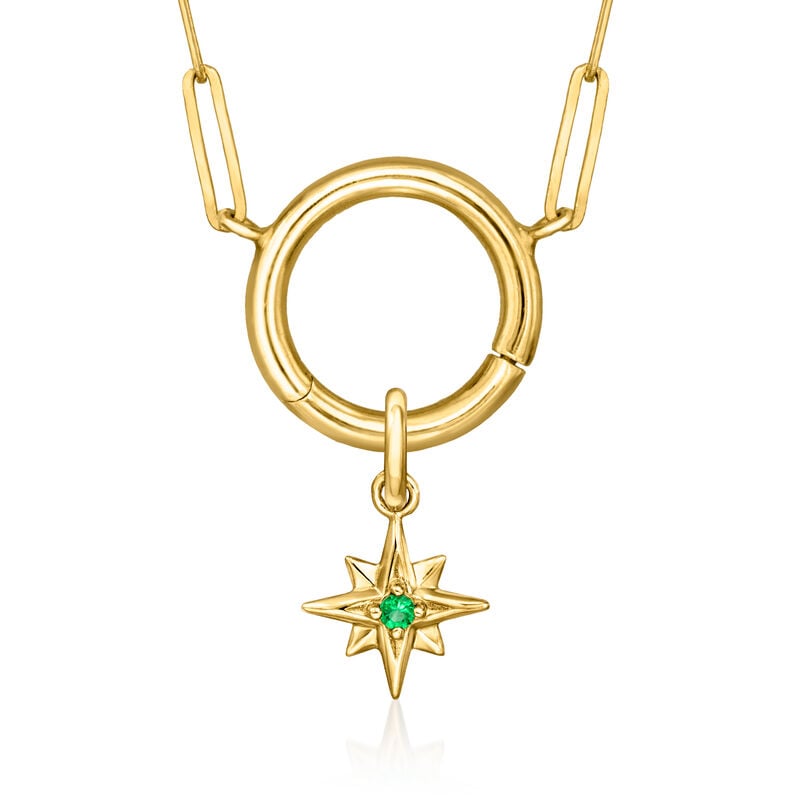 Emerald North Star Charm in 14kt Yellow Gold  image number 2