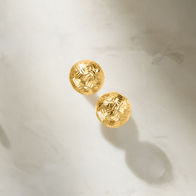 Italian 10kt Yellow Gold Textured Dome Stud Earrings  image number 2