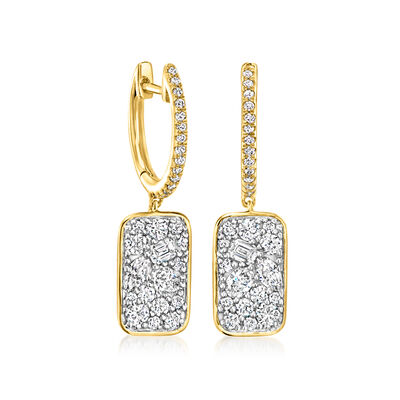 1.00 ct. t.w. Lab-Grown Diamond Cluster Hoop Drop Earrings in 18kt Gold Over Sterling