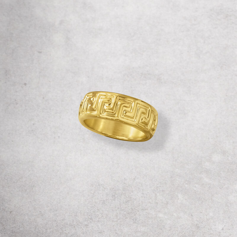 Italian Andiamo 14kt Yellow Gold Over Resin Greek Key Ring image number 4