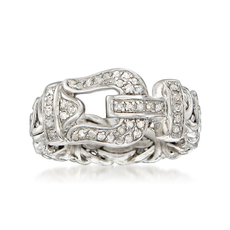 .27 ct. t.w. Diamond Byzantine Buckle Ring in Sterling Silver image number 0