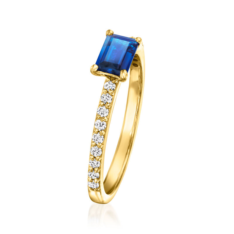 .70 Carat Lab-Grown Sapphire Ring with .20 ct. t.w. Lab-Grown Diamonds in 18kt Gold Vermeil image number 2