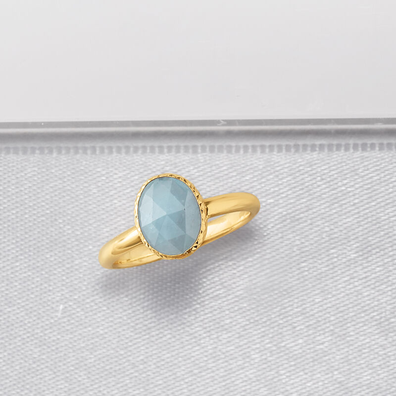 Italian 3.60 Carat Bezel-Set Aquamarine Ring in 14kt Yellow Gold image number 4