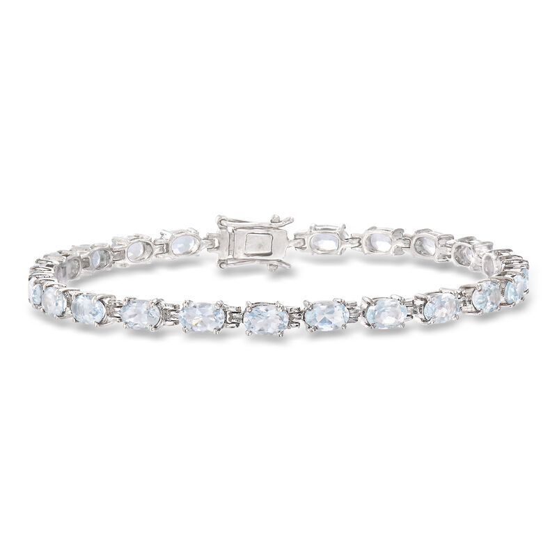8.25 ct. t.w. Aquamarine Bracelet in Sterling Silver. 7.5" image number 0