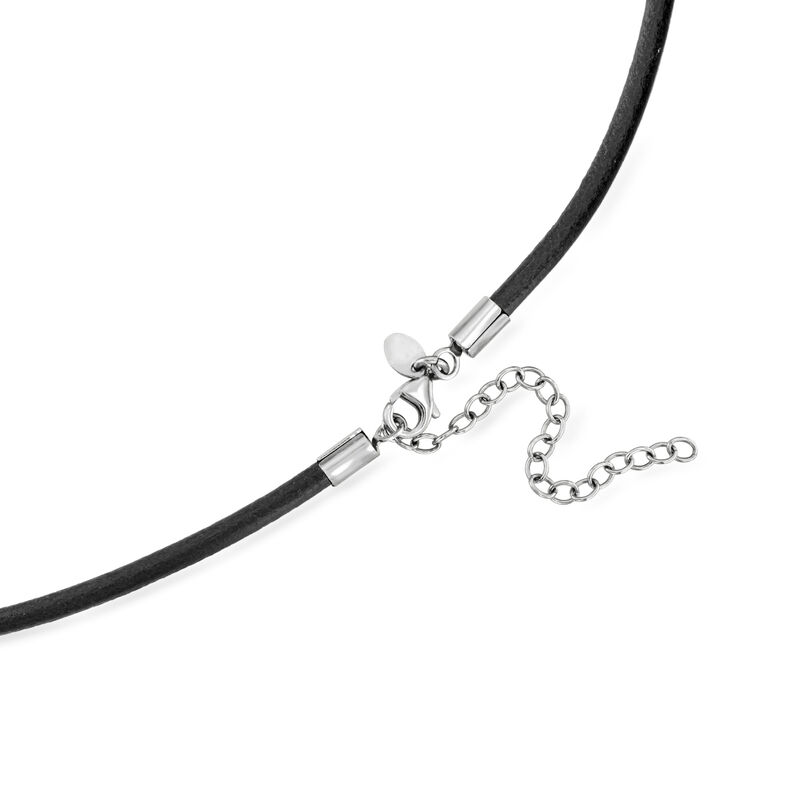 Italian Brown Leather Cord Necklace with Sterling Silver. 18" image number 2