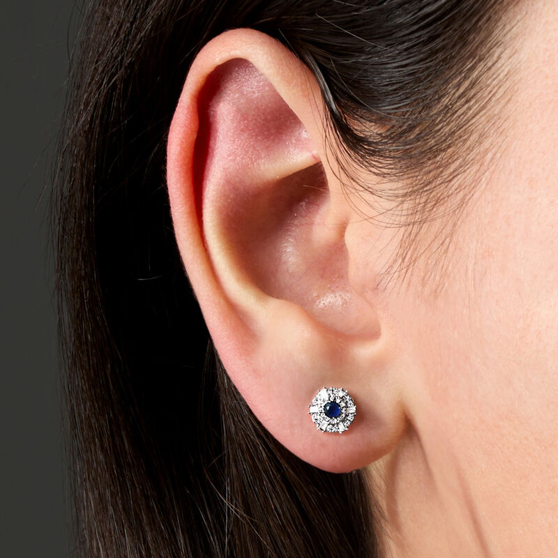 .20 ct. t.w. Sapphire and .20 ct. t.w. Diamond Stud Earrings in 14kt White Gold image number 2
