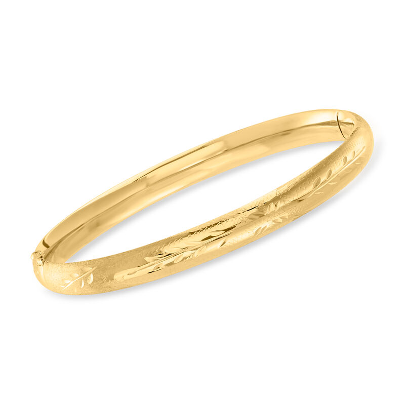 Child's 14kt Yellow Gold Floral Bangle Bracelet. 5.5&quot; image number 0