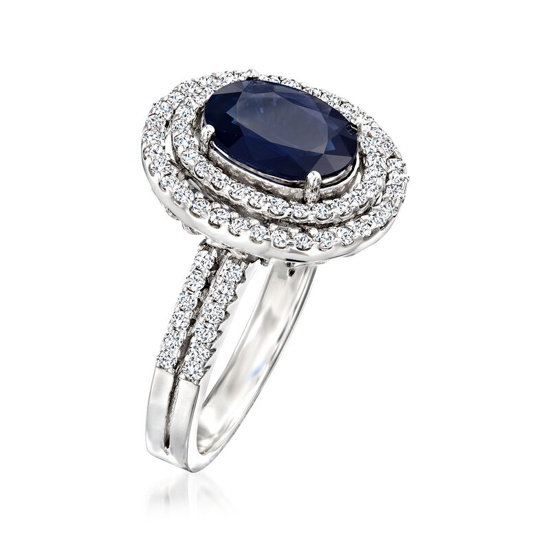 2.20 Carat Sapphire and .59 ct. t.w. Diamond Ring in 14kt White Gold image number 2