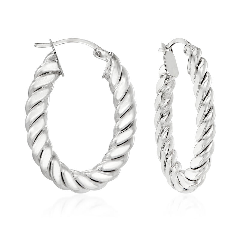 Sterling Silver Twist Hoop Earrings image number 0