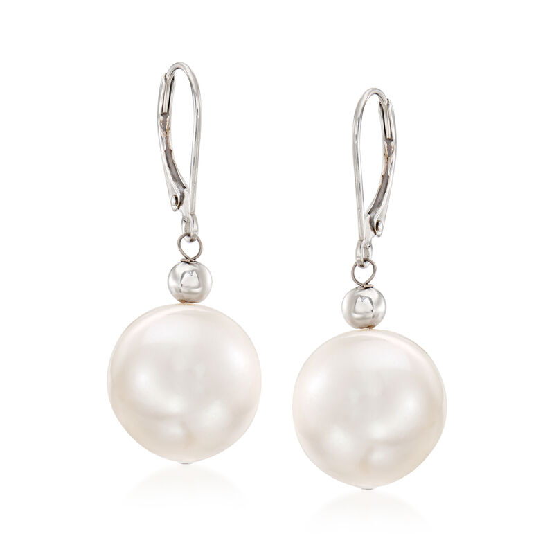 13-14mm Cultured Pearl Drop Earrings in 14kt White Gold image number 0