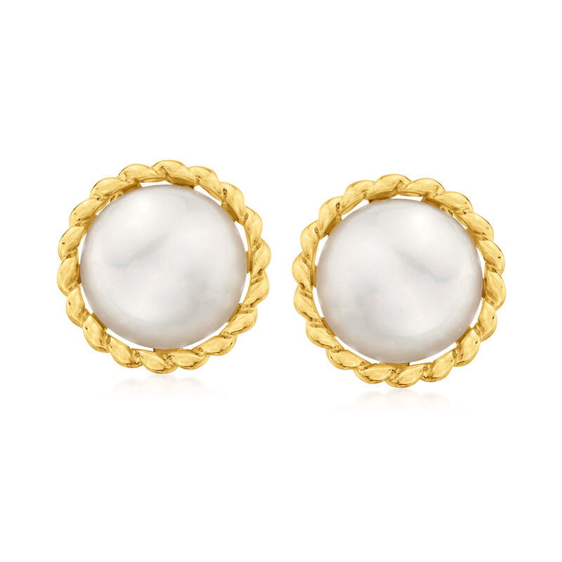 Cultured Mabe Pearl Earrings in 18kt Gold Over Sterling - Main Image