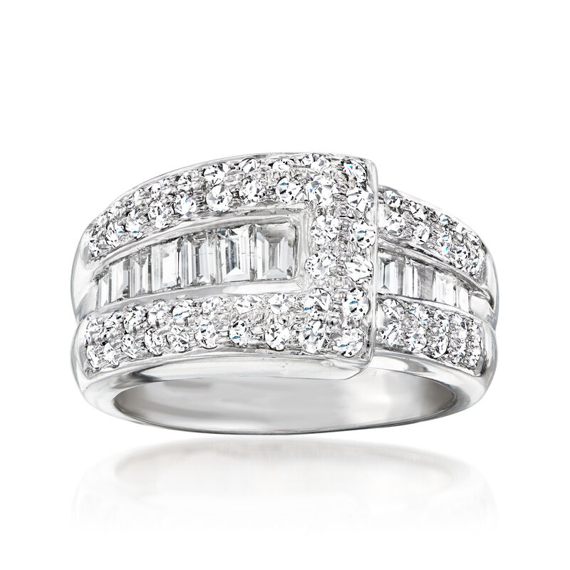 C. 1990 Vintage 1.50 ct. t.w. Diamond Wrap Ring in 14kt White Gold. Size 7 image number 0