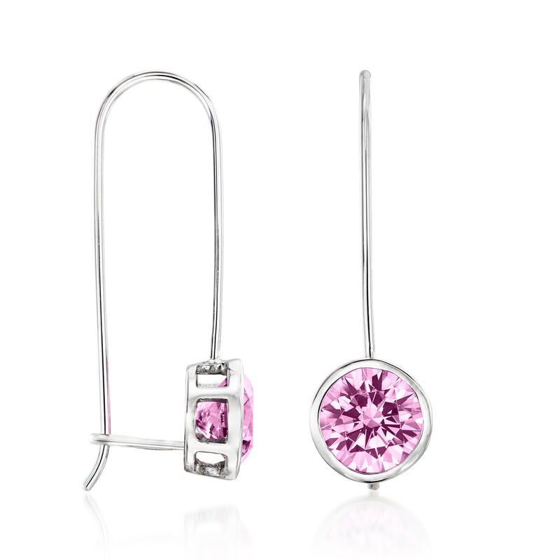 3.80 ct. t.w. Simulated Pink Sapphire Drop Earrings in Sterling Silver  image number 2