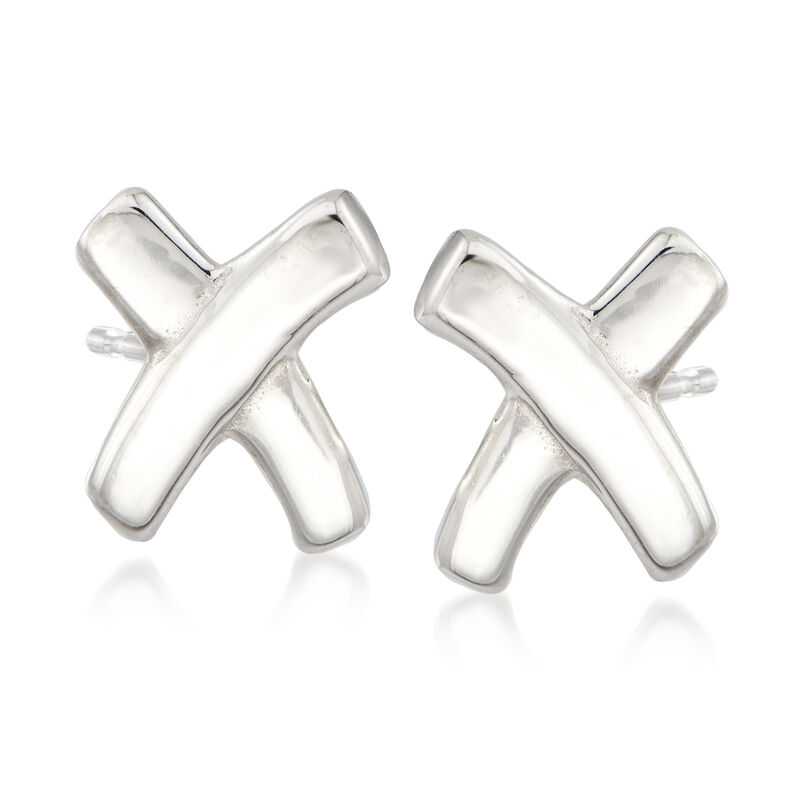 Italian X, O and Bead Jewelry Set: Stud Earrings in Sterling Silver image number 3