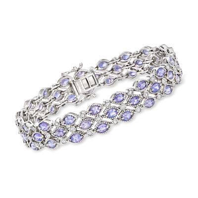 10.00 ct. t.w. Tanzanite Bracelet with .90 ct. t.w. White Zircon in Sterling Silver