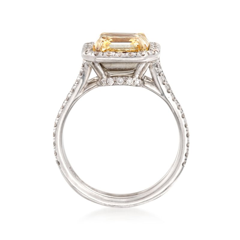 4.15 ct. t.w. Fancy Light Yellow and White Diamond Engagement Ring in 18kt White Gold image number 3