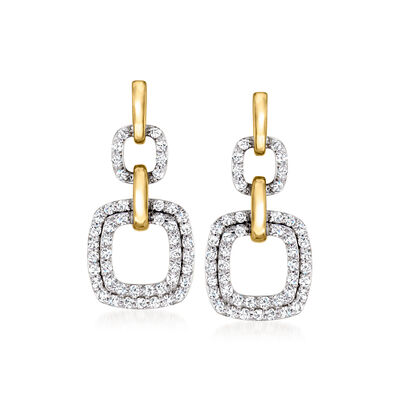 .26 ct. t.w. Diamond Double-Square Drop Earrings in 18kt Yellow Gold