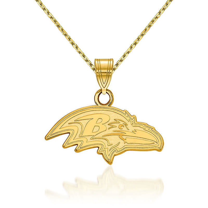 14kt Yellow Gold NFL Baltimore Ravens Pendant Necklace. 18&quot; image number 0