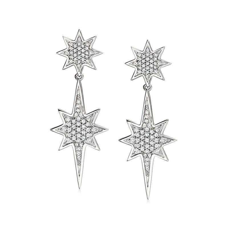 .50 ct. t.w. Diamond Starburst Drop Earrings in Sterling Silver  image number 0