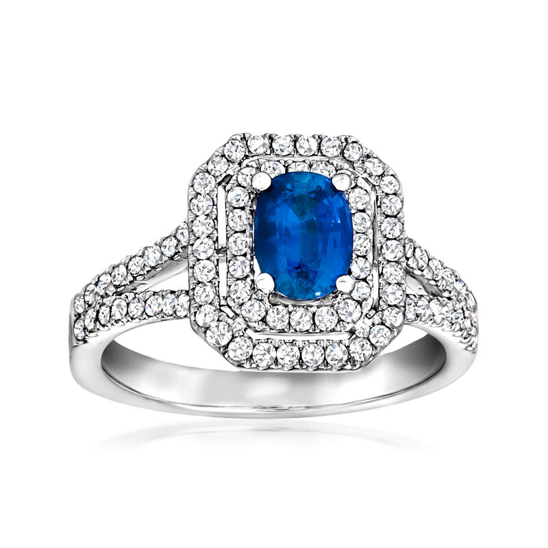 Le Vian &quot;Couture&quot; .70 Carat Cornflower Ceylon Sapphire Ring with .42 ct. t.w. Vanilla Diamonds in Platinum image number 0