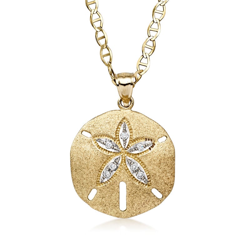 C. 1980 Vintage .18 ct. t.w. Diamond Sand Dollar Pendant Necklace in 14kt Yellow Gold. 24" image number 0