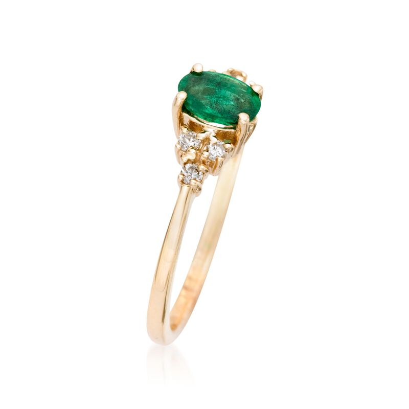 .40 Carat Emerald and .10 ct. t.w. Diamond Ring in 14kt Yellow Gold image number 2