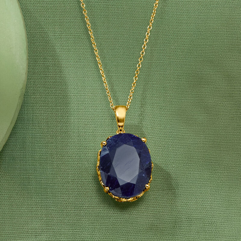 15.00 Carat Sapphire Pendant Necklace in 18kt Gold Over Sterling. 18" image number 2