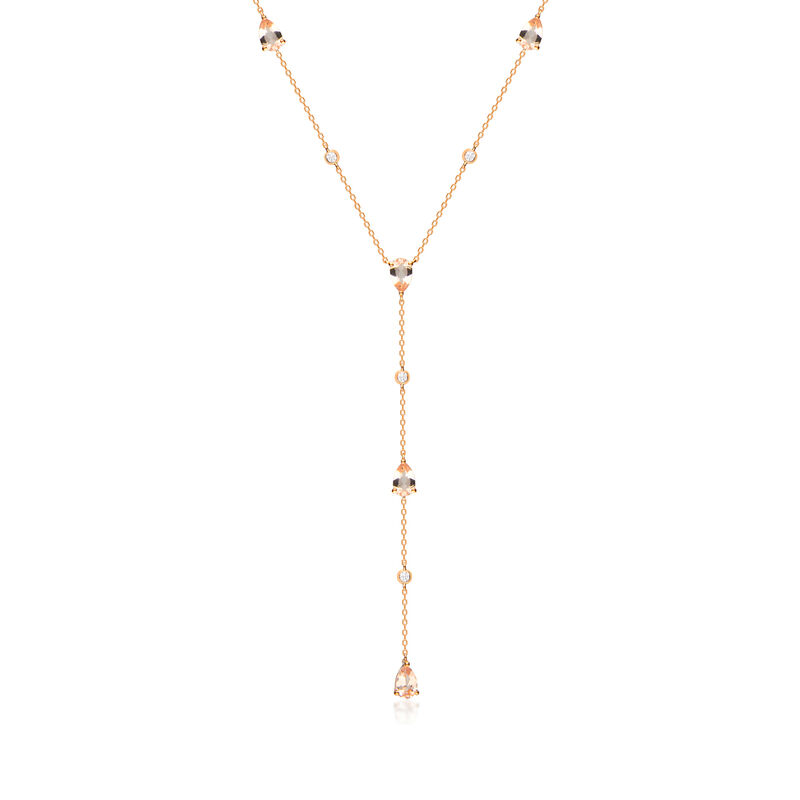 1.60 ct. t.w. Morganite Y-Necklace with Diamond Accents in 14kt Rose Gold image number 0