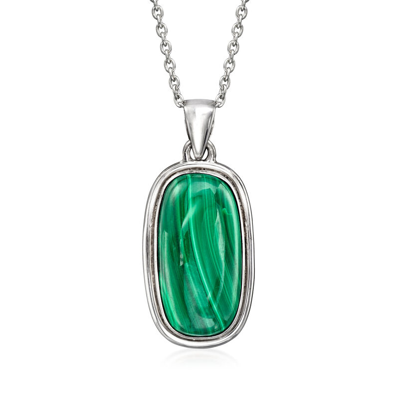 Malachite Pendant Necklace in Sterling Silver image number 0
