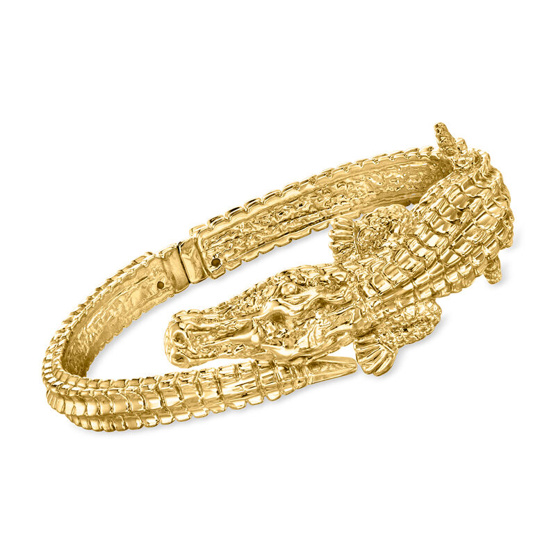 Italian 18kt Yellow Gold Alligator Bangle Bracelet image number 0