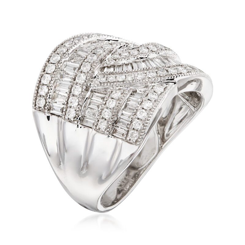 C. 1990 Vintage 2.30 ct. t.w. Diamond Swirl Ring in 14kt White Gold. Size 7 image number 2