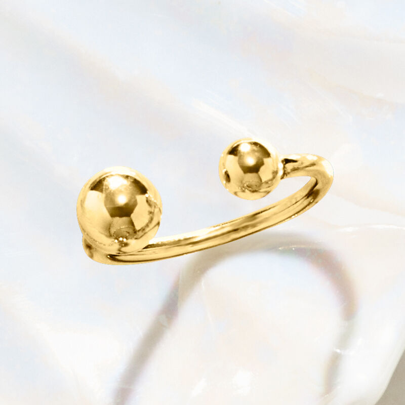 Italian 18kt Gold Over Sterling Open-Space Bead Ring image number 3