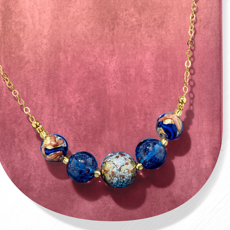 Italian Multicolored Murano Glass Bead Necklace in 18kt Yellow Gold Over Sterling. 18&quot; image number 6