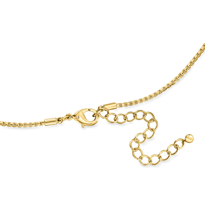 14kt Yellow Gold-Plated Necklace with Simulated Blue Gemstone and White Enamel. 18" image number 2