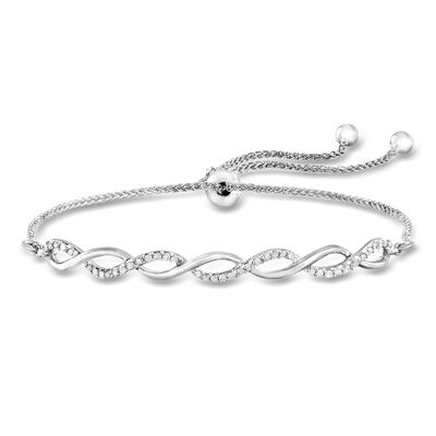 .25 ct. t.w. Diamond Twisted Bolo Bracelet in Sterling Silver