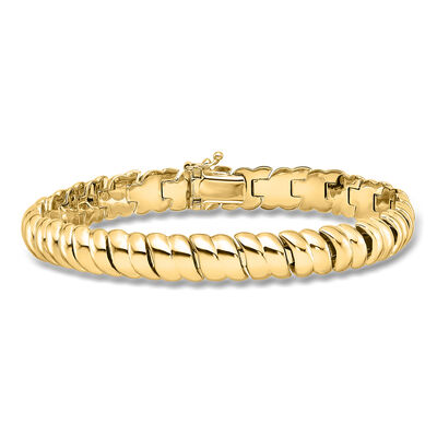 Italian 18kt Yellow Gold Ribbed Link Bracelet