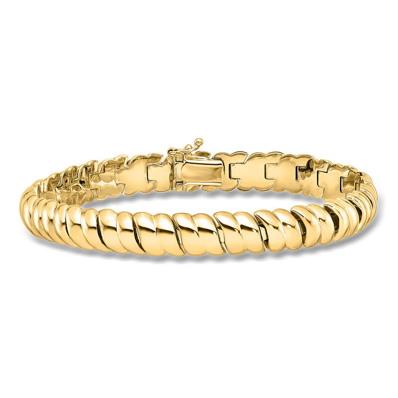 Italian 18kt Yellow Gold Ribbed Link Bracelet. 7.5" image number 0