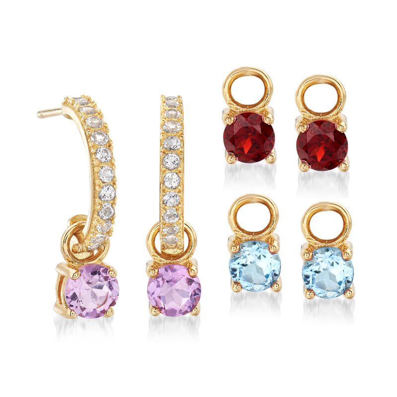 2.70 ct. t.w. Mixed Gem Interchangeable Earrings in 18kt Gold Over Sterling image number 0