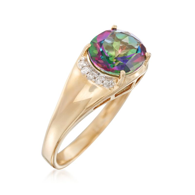 2.90 Carat Mystic Topaz Ring with Diamond Accents in 14kt Yellow Gold. Size 5 image number 2